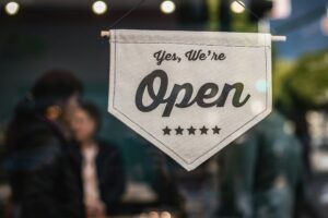 Small business open sign representing local Katy Texas merchant ready to accept payments