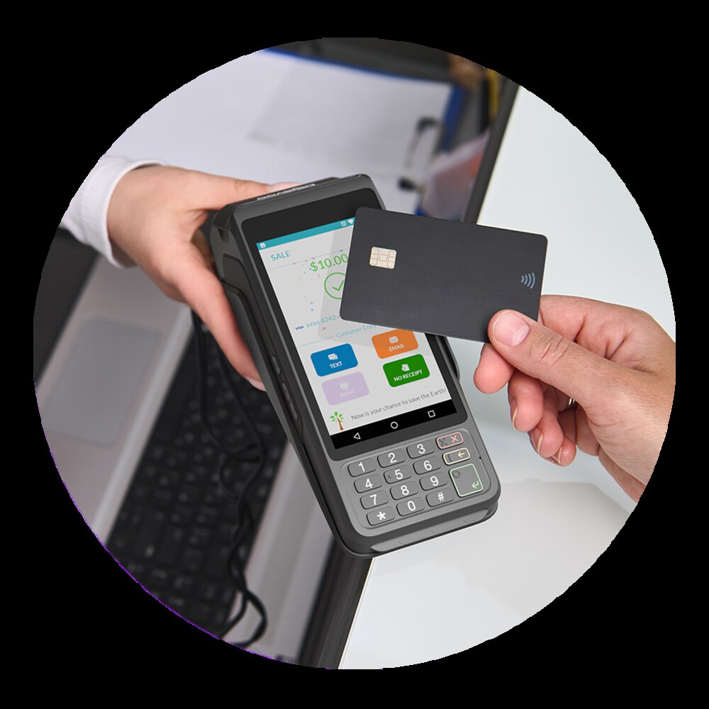 Dejavoo P1 credit card terminal in use