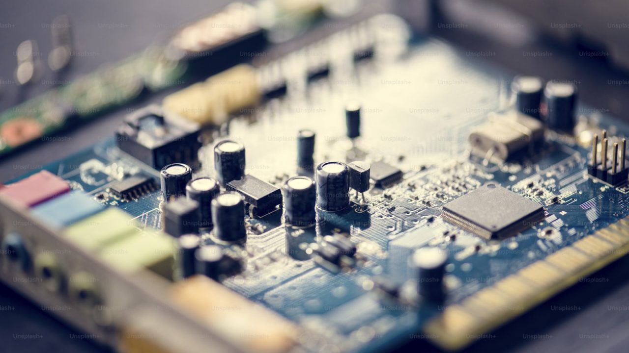 Closeup of computer motherboard