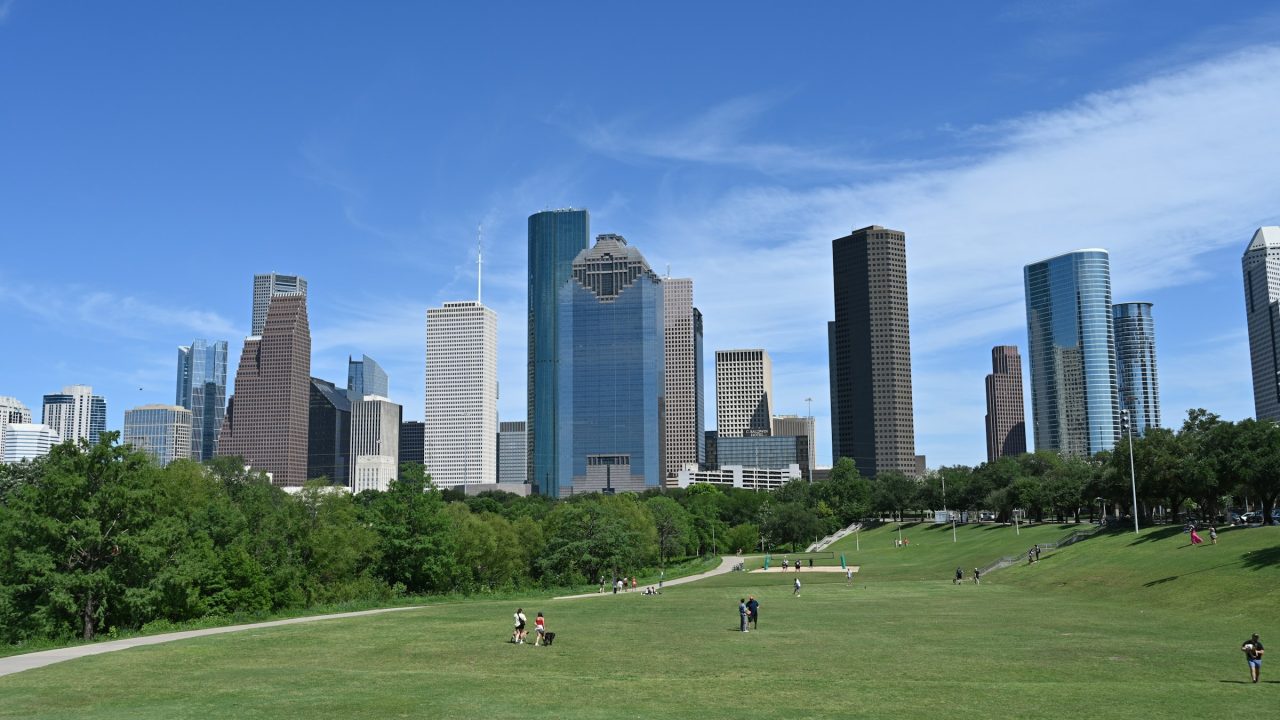 Houston Texas downtown skyline showing the metro business district